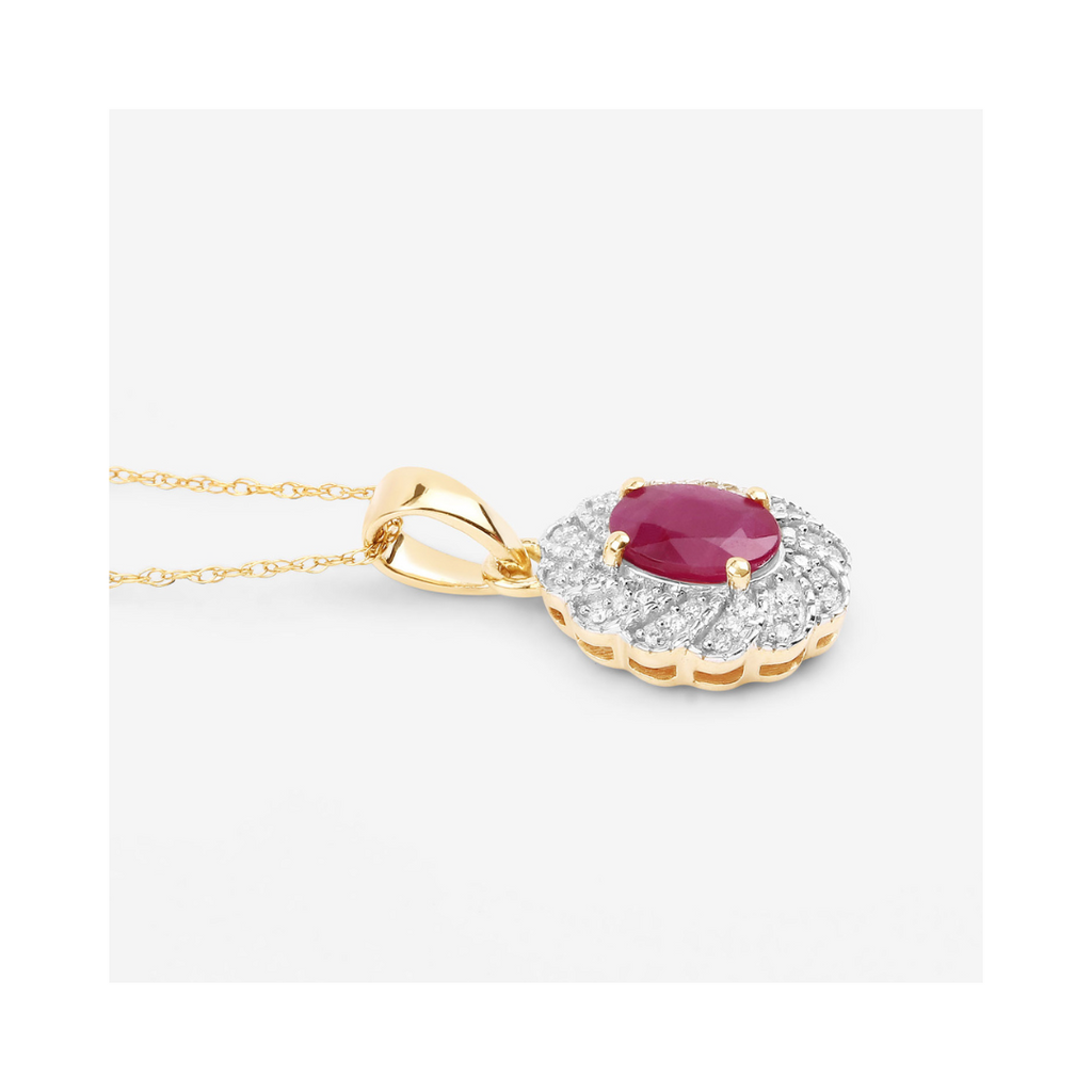 Genuine 10K Ruby and White Diamond Pendant