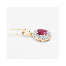 Load image into Gallery viewer, Genuine 10K Ruby and White Diamond Pendant