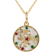 Load image into Gallery viewer, Mother Of Pearl Dragonfly Pendant Necklace