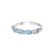 Load image into Gallery viewer, Genuine Swiss Blue Topaz 5 Stone Ring