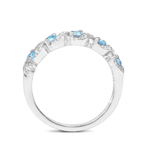 Load image into Gallery viewer, Genuine Swiss Blue Topaz 5 Stone Ring