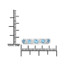 Load image into Gallery viewer, Genuine Swiss Blue Topaz 5 Stone Ring