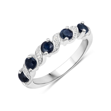 Load image into Gallery viewer, Genuine Blue Sapphire and White Topaz 5 Stone Ring