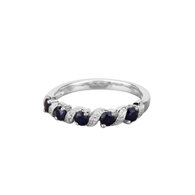 Load image into Gallery viewer, Genuine Blue Sapphire and White Topaz 5 Stone Ring
