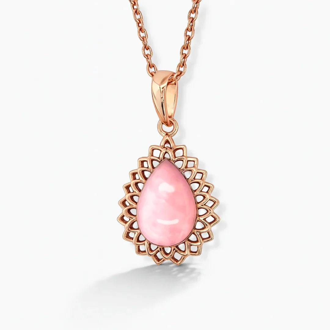 Pink Opal Teardrop Pendant Necklace