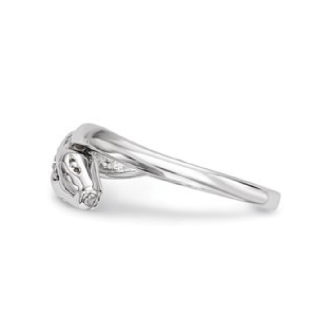 Cubic Zirconia Snake Ring Silver