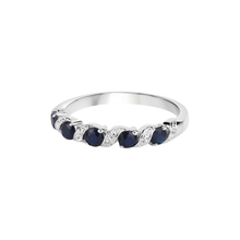 Load image into Gallery viewer, Genuine Blue Sapphire and White Topaz 5 Stone Ring