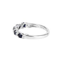 Load image into Gallery viewer, Genuine Blue Sapphire and White Topaz 5 Stone Ring
