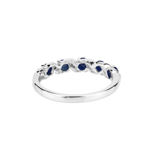 Load image into Gallery viewer, Genuine Blue Sapphire and White Topaz 5 Stone Ring