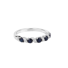 Load image into Gallery viewer, Genuine Blue Sapphire and White Topaz 5 Stone Ring