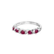 Load image into Gallery viewer, Genuine Ruby and White Topaz 5 Stone Ring