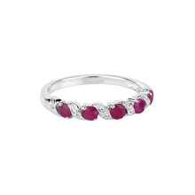 Load image into Gallery viewer, Genuine Ruby and White Topaz 5 Stone Ring