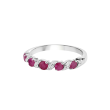 Load image into Gallery viewer, Genuine Ruby and White Topaz 5 Stone Ring
