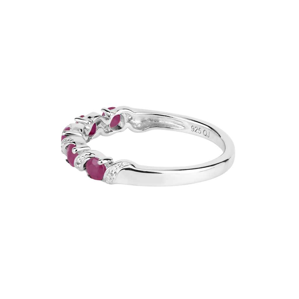 Genuine Ruby and White Topaz 5 Stone Ring
