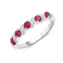 Load image into Gallery viewer, Genuine Ruby and White Topaz 5 Stone Ring