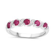 Load image into Gallery viewer, Genuine Ruby and White Topaz 5 Stone Ring