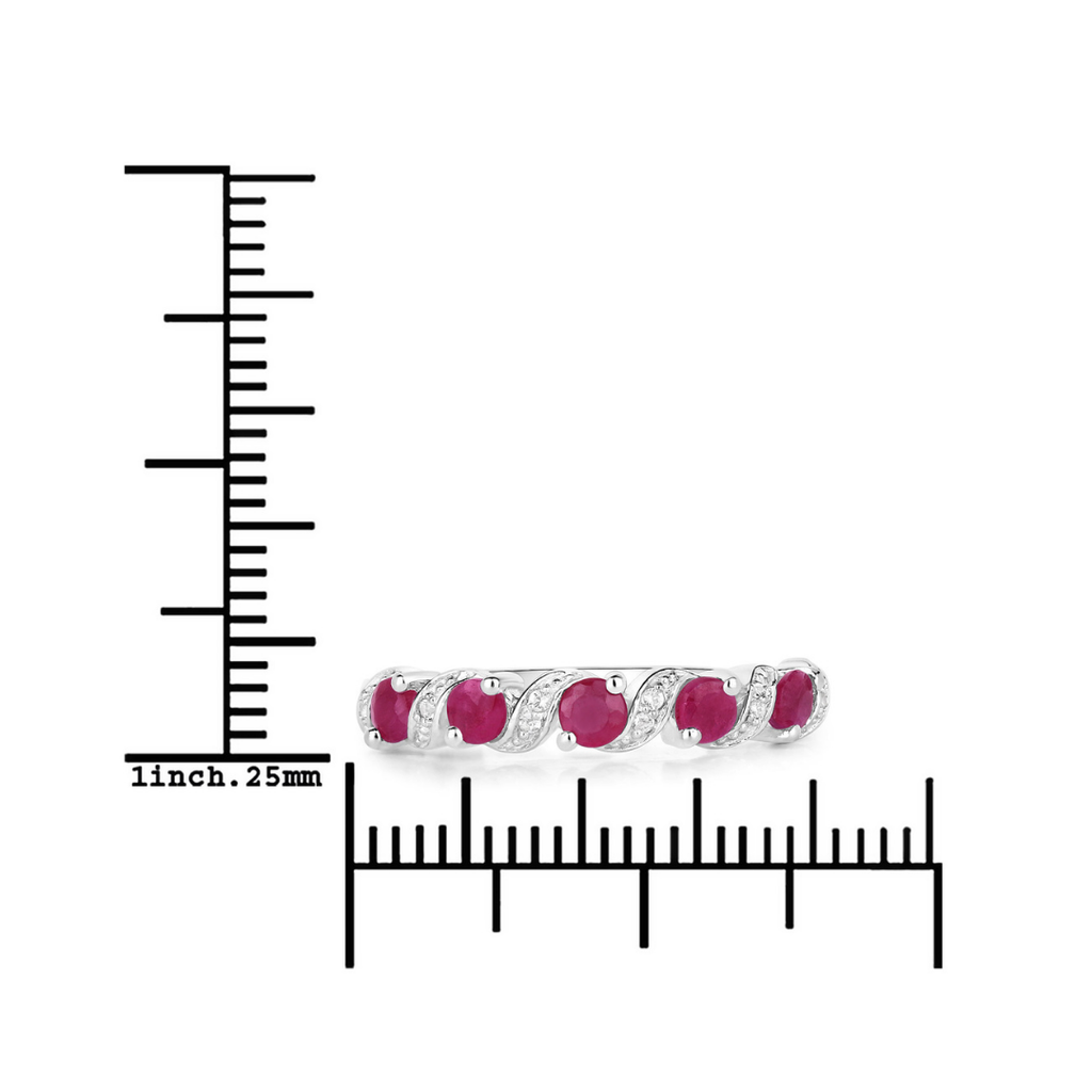 Genuine Ruby and White Topaz 5 Stone Ring