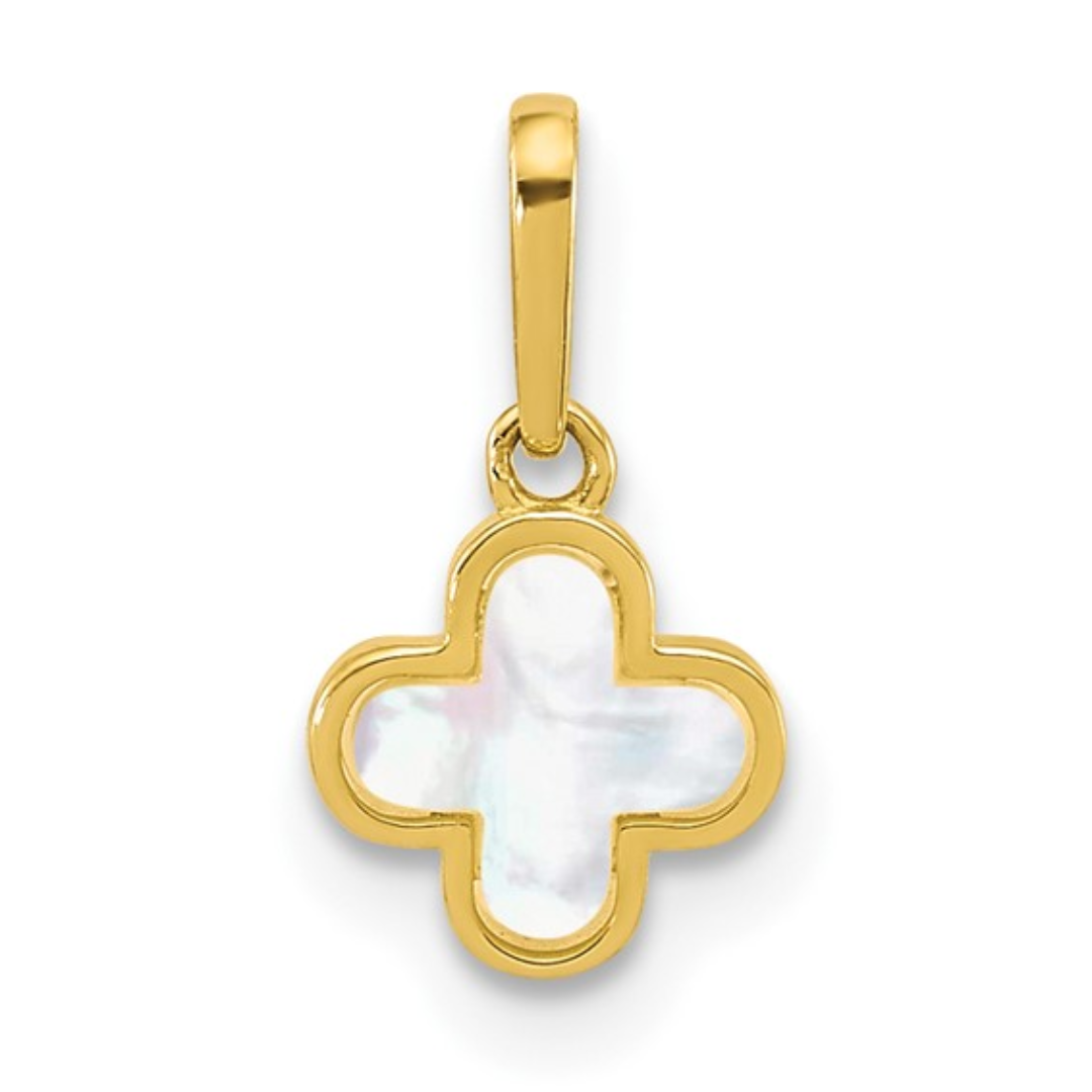 10k Gold Mother of Pearl Clover Pendant