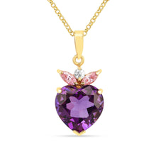 Load image into Gallery viewer, Chunky Amethyst Heart Pendant Necklace