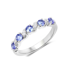 Load image into Gallery viewer, Genuine London Blue Topaz 5 Stone Ring
