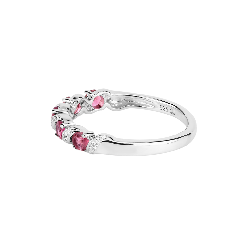 Genuine Pink Tourmaline 5 Stone Ring