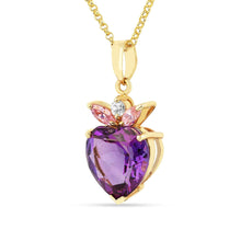 Load image into Gallery viewer, Chunky Amethyst Heart Pendant Necklace