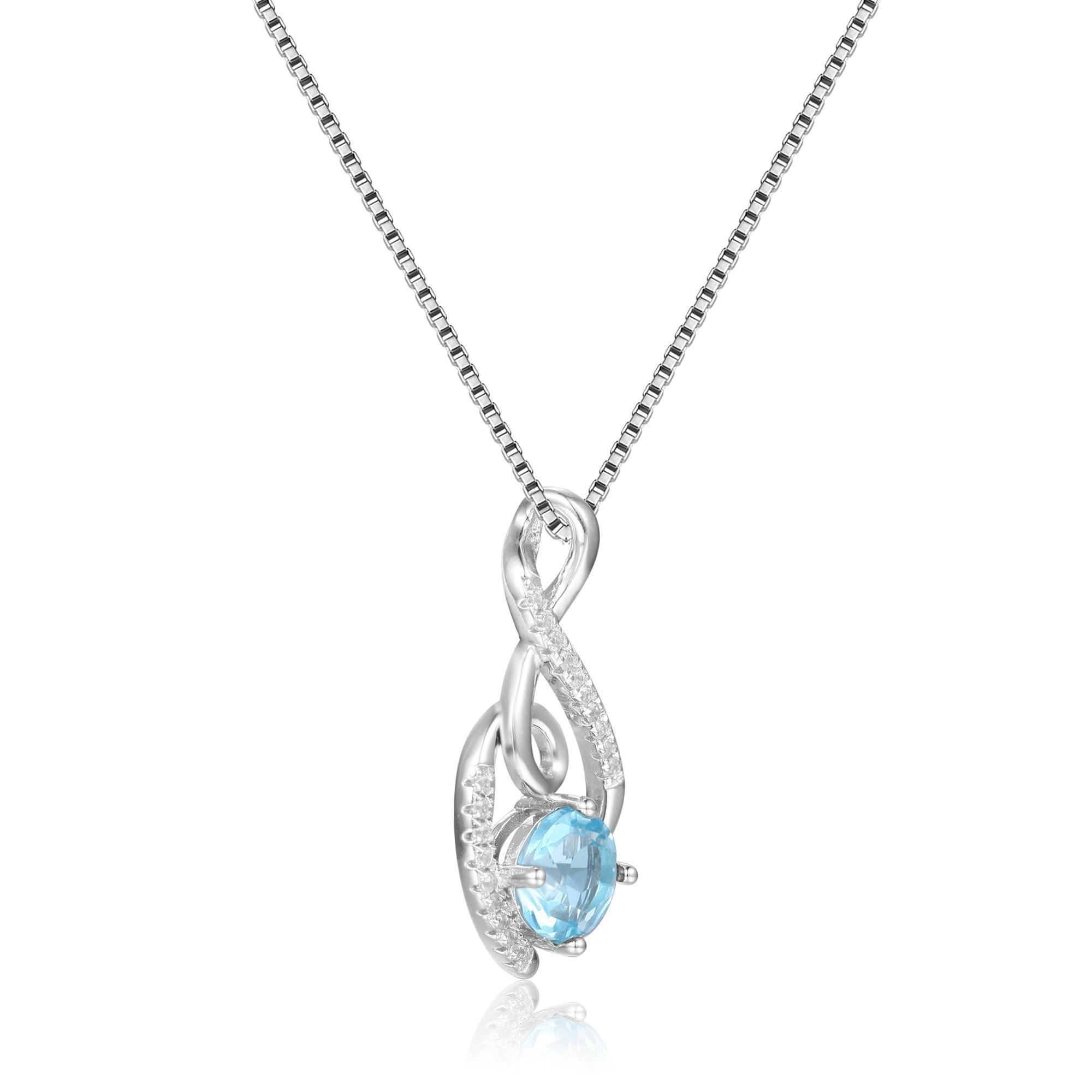 Blue Topaz Treble Clef Music Necklace - FineColorJewels