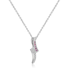 Load image into Gallery viewer, Pink Sapphire Dainty Pendant Necklacepink sapphire	white sapphire	925 sterling silver	pendant necklace	sapphire pendant	genuine sapphire	sapphire necklace	fashion necklace	pink dainty necklace	pink petite necklace	Barbie necklace	Women Disney jewelry	Princess Jewelry - FineColorJewels