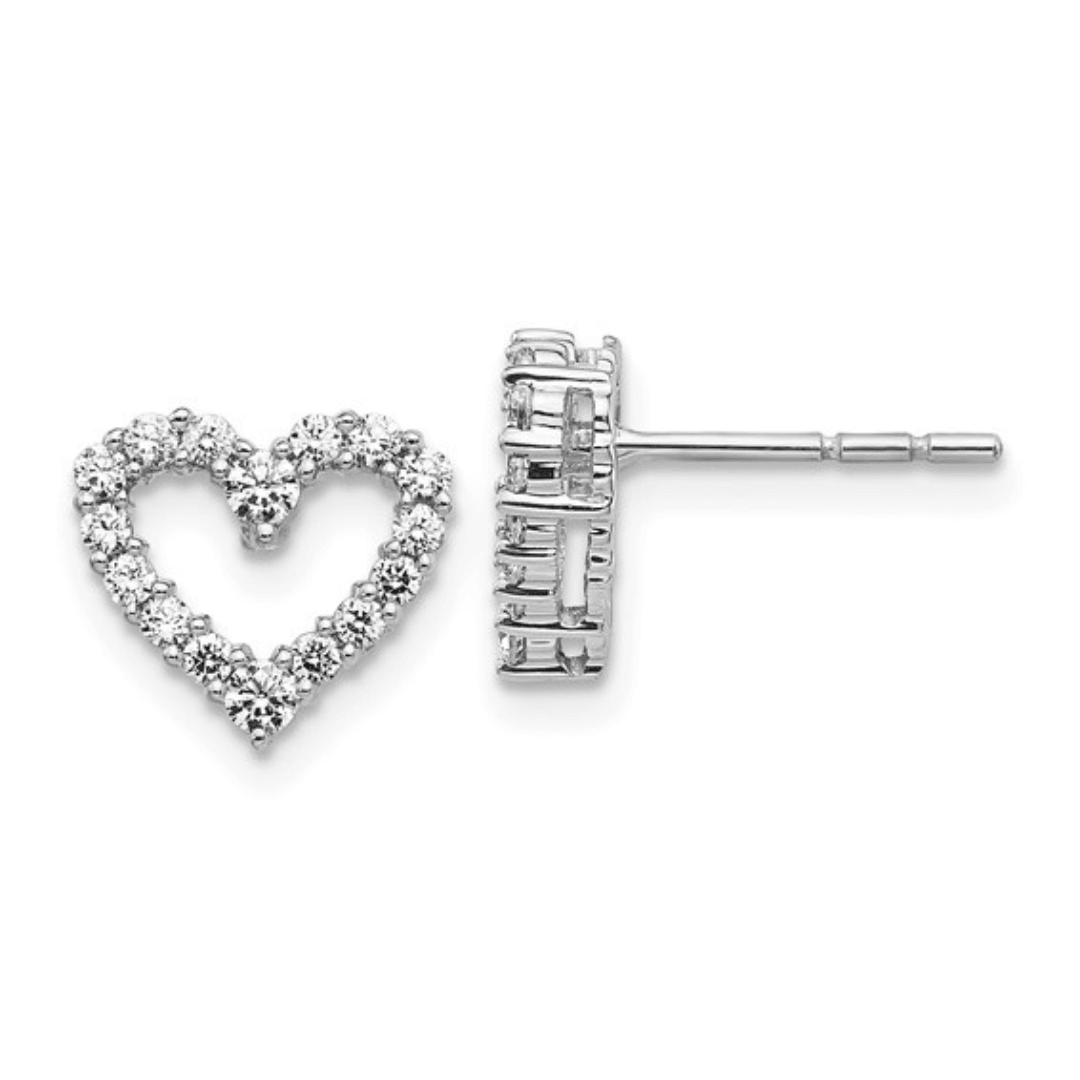 10K White Gold, Lab Grown 0.5 CT Diamond Heart Earrings