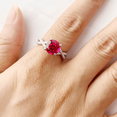 Infinity Band Round Ruby Silver Ring Gift