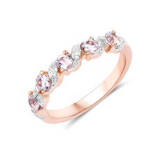 Load image into Gallery viewer, Peach Genuine Morganite 5 Stone Ring