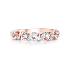 Load image into Gallery viewer, Peach Genuine Morganite 5 Stone Ring