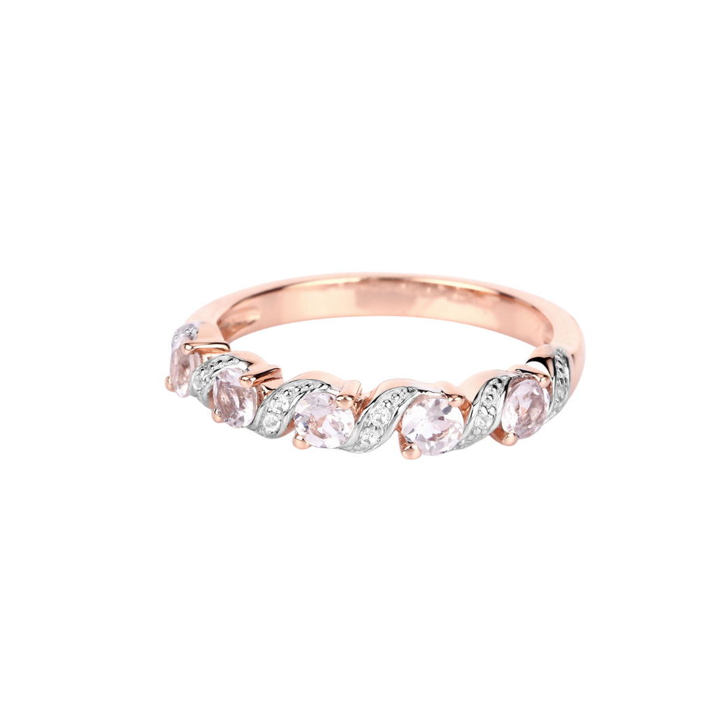 Peach Genuine Morganite 5 Stone Ring