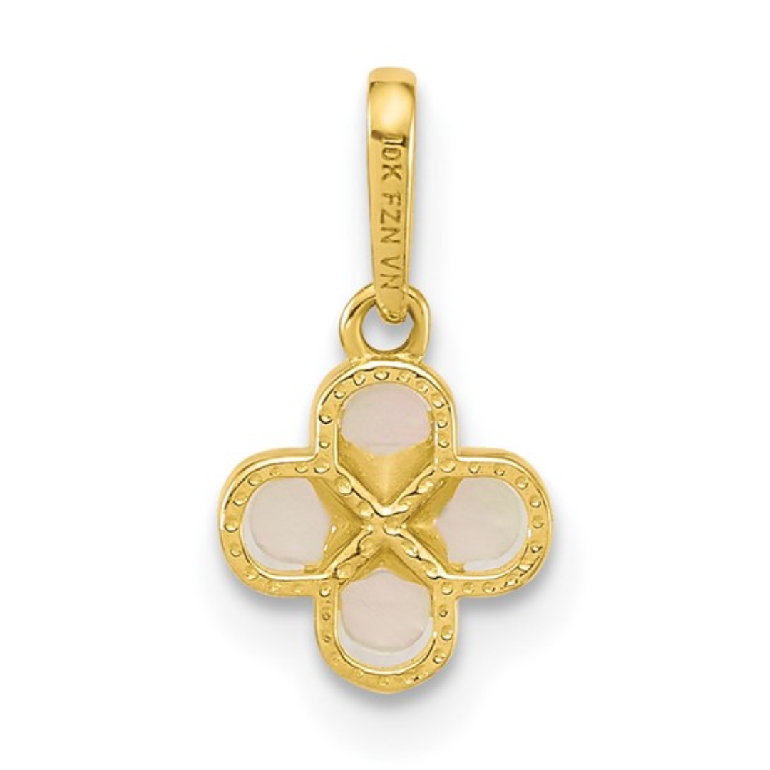 10k Gold Mother of Pearl Clover Pendant