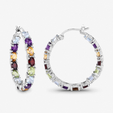 Load image into Gallery viewer, Multi Stone Hoop Earrings