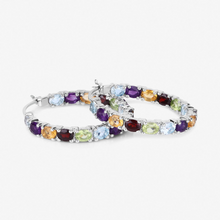 Load image into Gallery viewer, Multi Stone Hoop Earrings