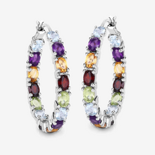 Load image into Gallery viewer, Multi Stone Hoop Earrings