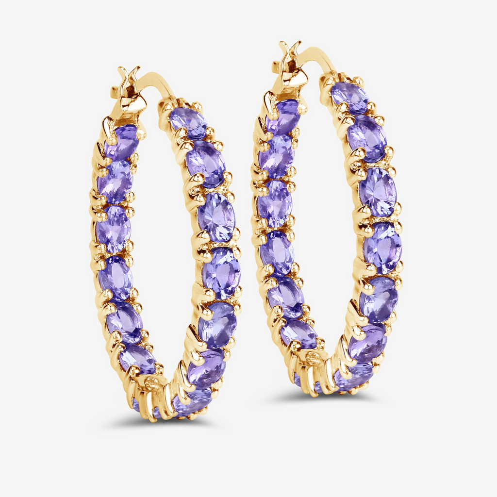 14k Gold Plated Tanzanite Hoop Earrings