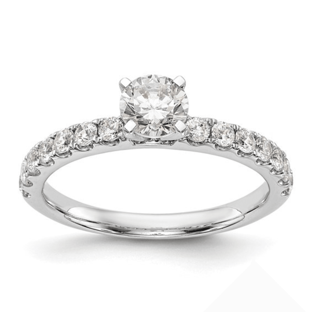 14K White Gold Lab Diamond Solitaire Pave Ring, elegant solitaire ring, affordable diamond solitaire, diamond solitaire on a budget