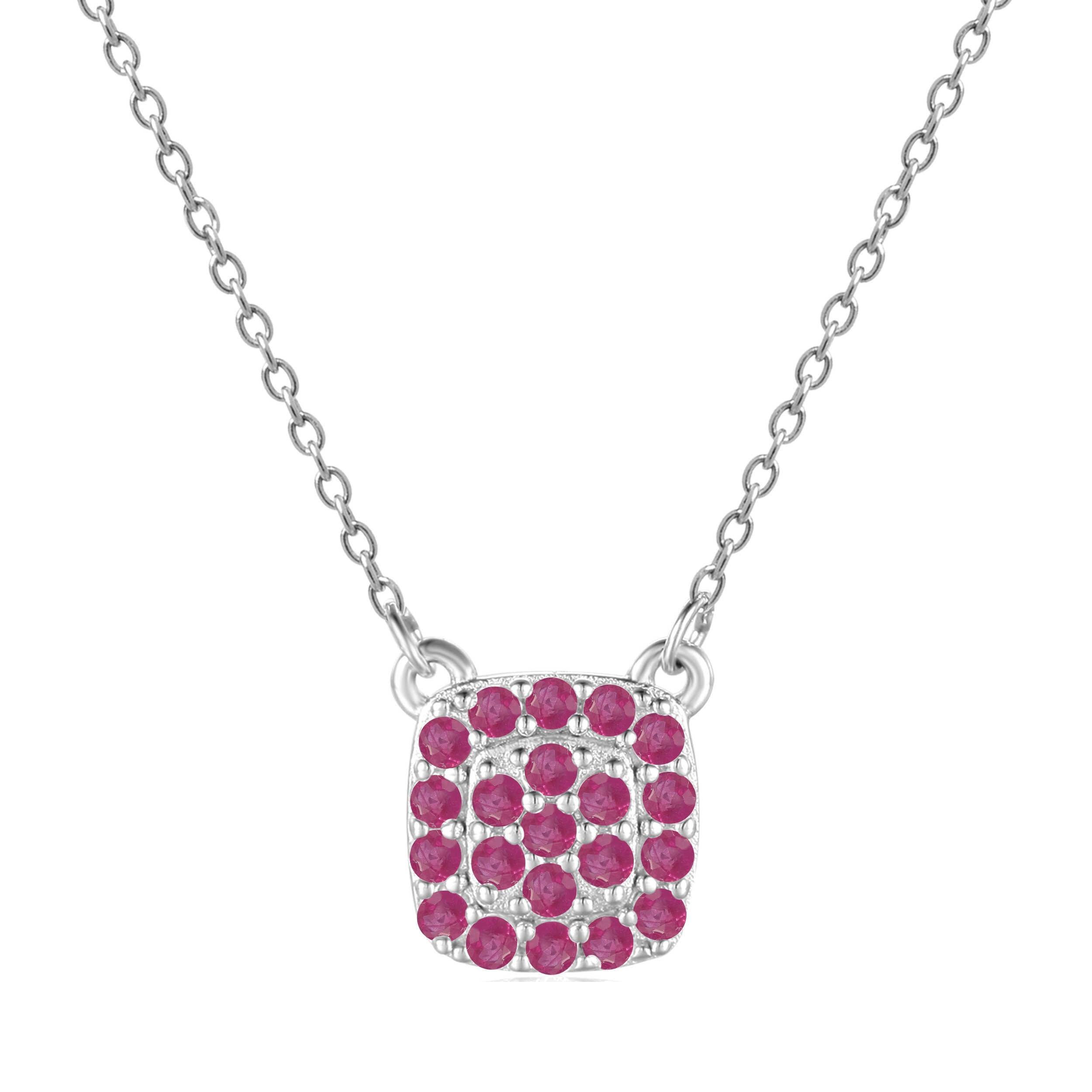 Ruby Encrusted Pendant Necklace Genuine Ruby Pendant Necklace- FineColorJewels