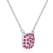 Load image into Gallery viewer, Genuine Ruby Pendant Necklace in 925 Sterling Silver Ruby Halo Pendant  Ruby Encrusted Pendant Necklace - FineColorJewels