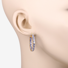 Load image into Gallery viewer, 14k Gold Plated Tanzanite Hoop Earrings
