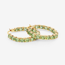 Load image into Gallery viewer, 14k Gold Plated Peridot Hoop Earrings