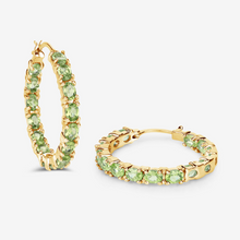 Load image into Gallery viewer, 14k Gold Plated Peridot Hoop Earrings