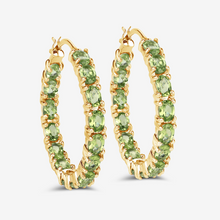 Load image into Gallery viewer, 14k Gold Plated Peridot Hoop Earrings