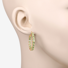 Load image into Gallery viewer, 14k Gold Plated Peridot Hoop Earrings