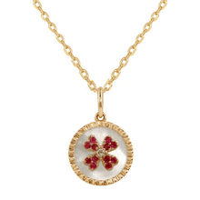 Load image into Gallery viewer, Mother of Pearl Ruby Clover Pendant Necklace