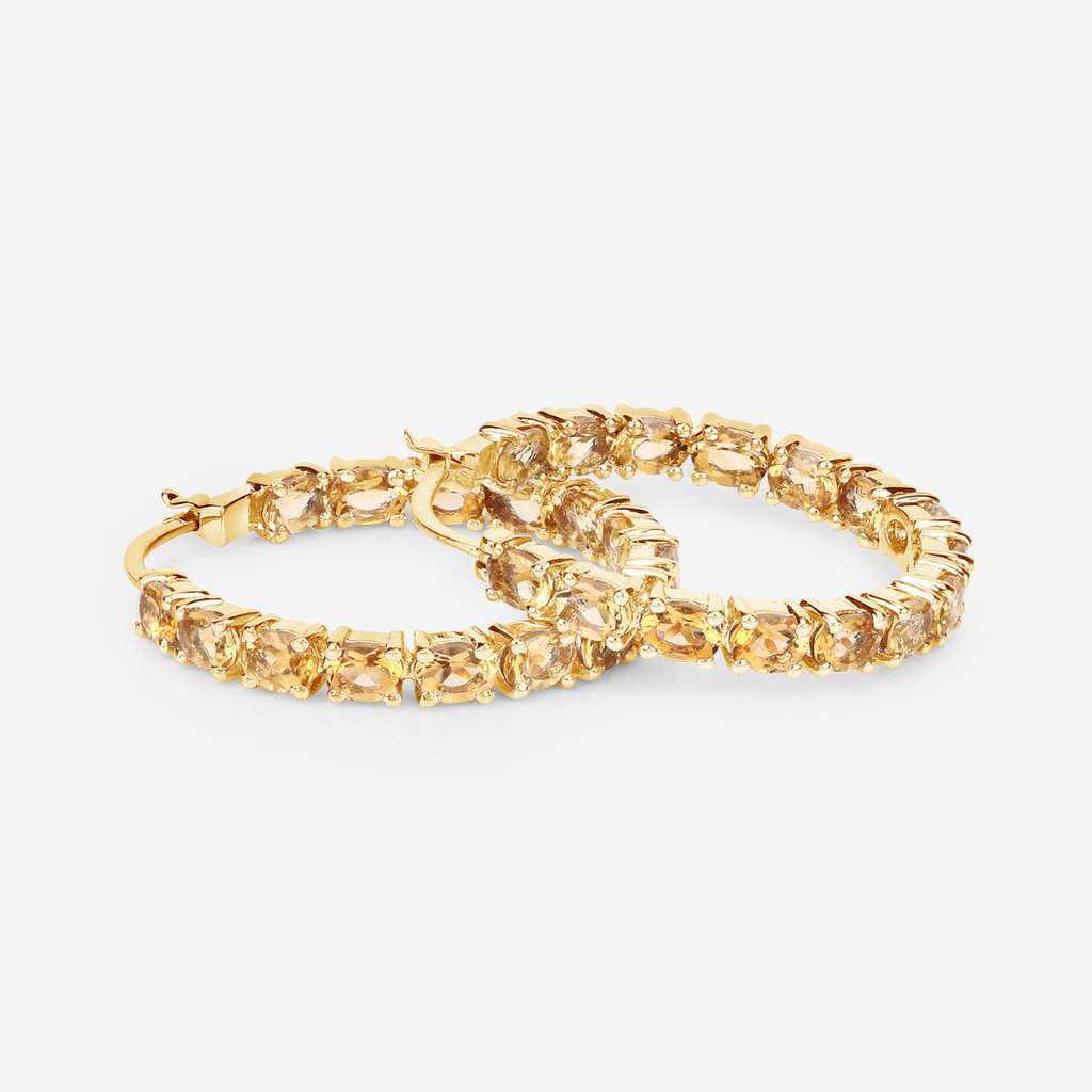 14k Gold Plated Citrine Hoop Earrings