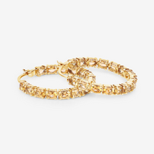 Load image into Gallery viewer, 14k Gold Plated Citrine Hoop Earrings