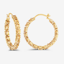 Load image into Gallery viewer, 14k Gold Plated Citrine Hoop Earrings